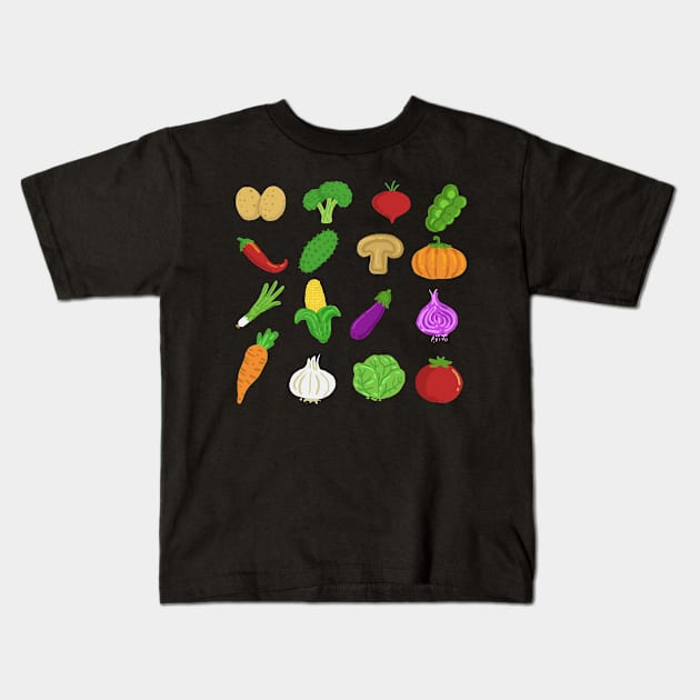 Vegan Veggie Veganism Icons Gift Kids T-Shirt by Fresan